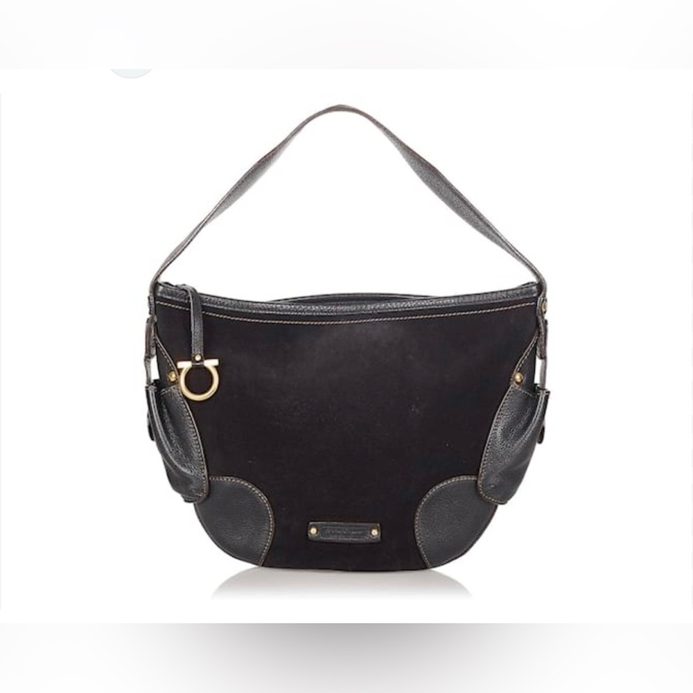 Salvatore Ferragamo Dark Brown Suede Hobo Bag - Picture 2 of 6